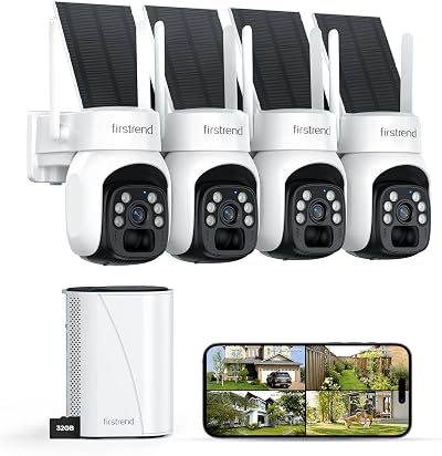 Firstrend 2K Solar Security Cameras Wireless Outdoor, Human Auto Tracking