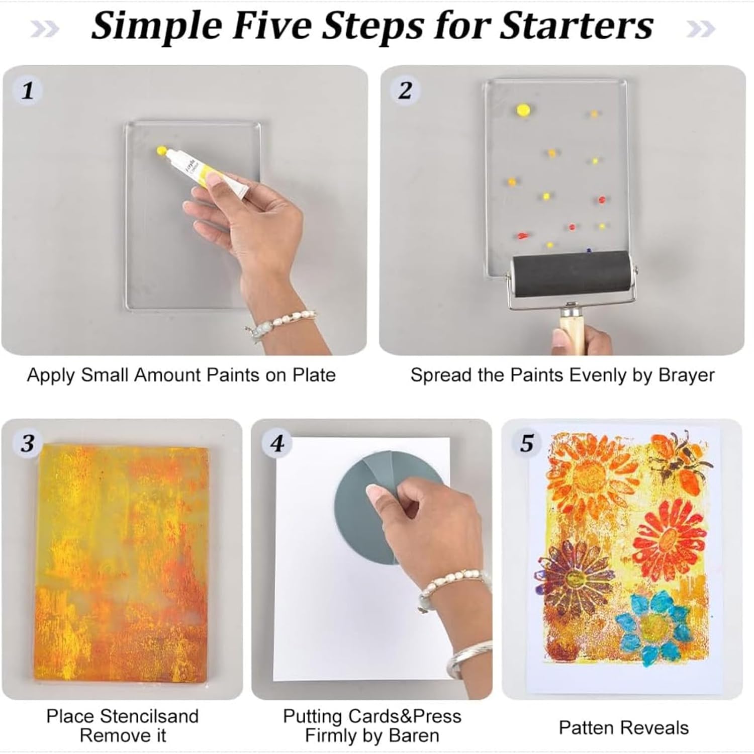 Multipurpose Gel Printing Gel Printing Plate Starter Pack to Beginner Includes Paint Paper and Instruction Manual Plate Set