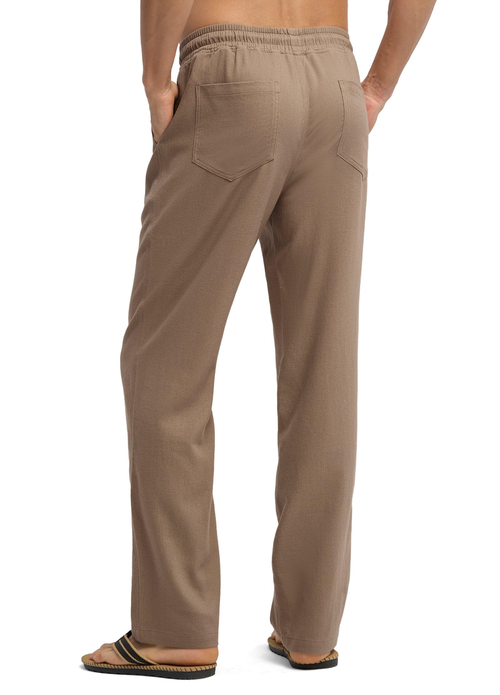 Willit Pantaloni da uomo in lino, casual, da spiaggia, estivi, con coulisse, leggeri, per yoga, pantaloni in lino, 71,1 cm, 76,2 cm