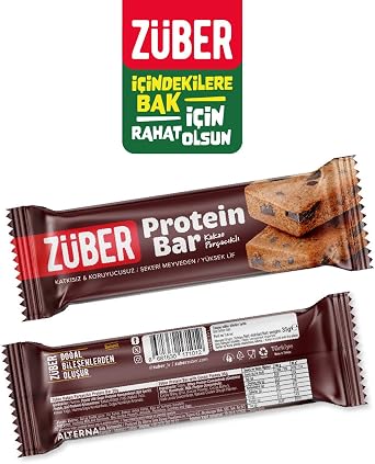 Züber Kakao Parçacıklı Protein Bar - 12 Adet x 35Gr (2 paketi)