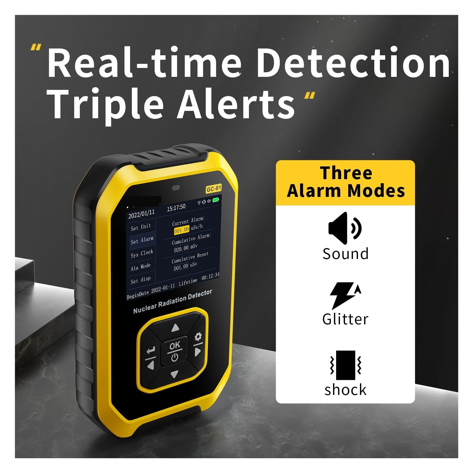 GC-01 Detektor promieniowania jądrowego Licznik Geigera GM Miernik EMF Tester promieniowania Promienie X Γ Β Monitorowanie w czasie rzeczywistym Dozymetr promieniowania do domu, biura, na zewnątrz