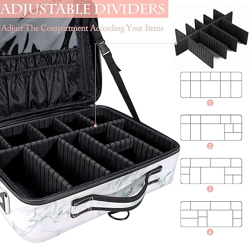 Miniatura 10 de Estuche de maquillaje de viaje, bolsa de maquillaje grande de 16 pulgadas, estuche de maquillaje profesional con correa ajustable, caja de