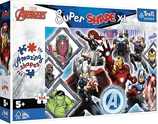 Comprar Trefl Junior - Marvel The Avengers, Vengadores Favoritos - Puzzle 104 XL Super Shape - Formas Locas, Piezas Grandes, Colores con Personajes de Cuentos de Hadas, a Partir de 5 años