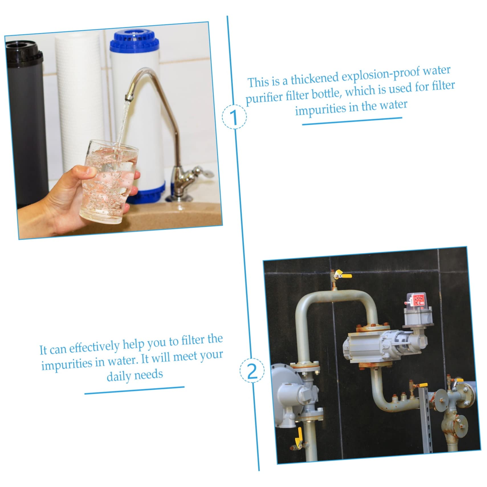 POPETPOP Bouteille de Filtration Eau avec Purificateur Eau Transparent pour Évier Robinet Cuisine