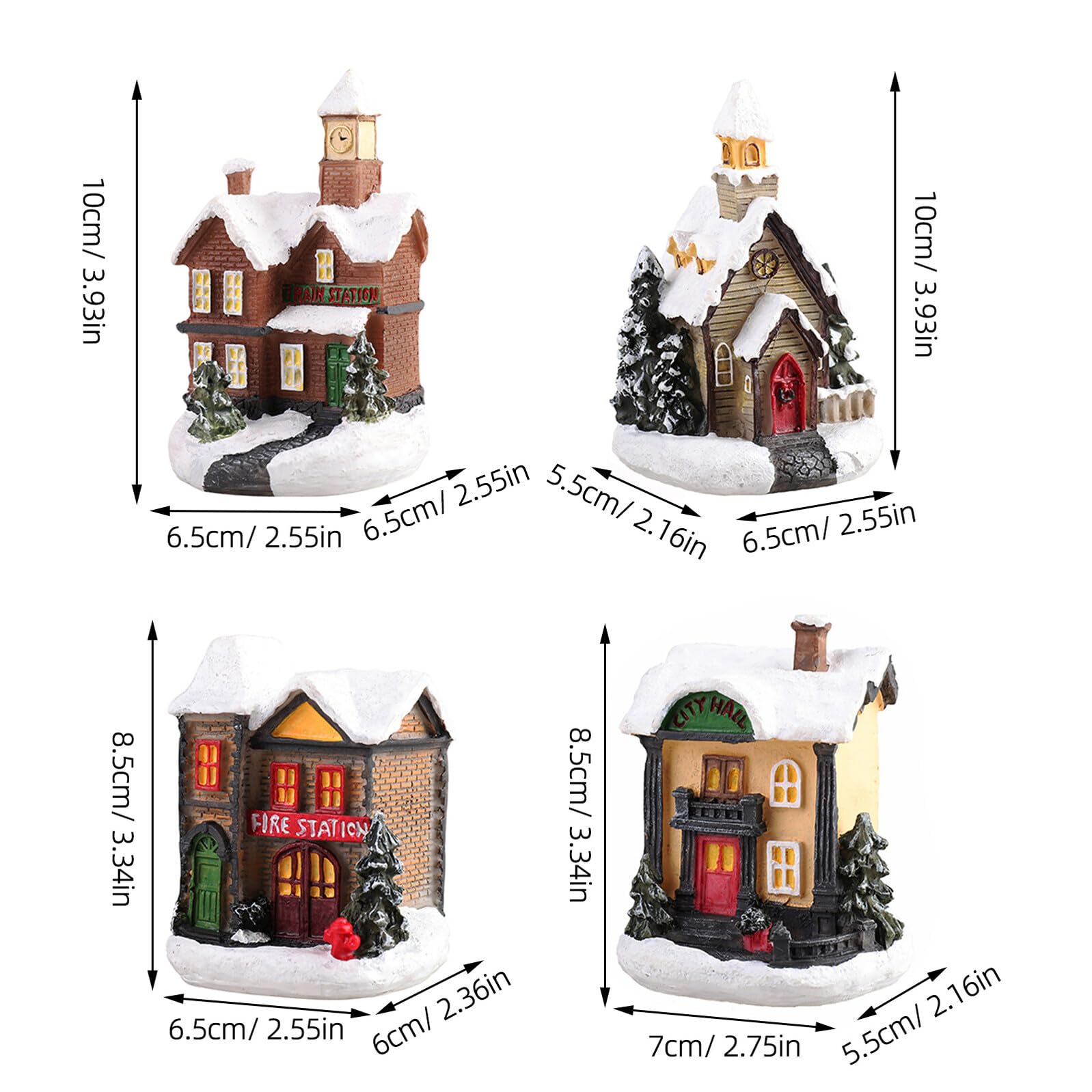 POPETPOP Adorno de Resina Luminosa para Navidad Diseño de Casita, Batería Incluida, Detalles Delicados para Decorar Escritorio o Comedor en Casa Varios Estilos