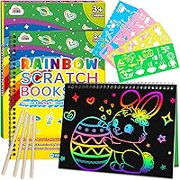 ZMLM 2-Pack Rainbow Scratch Paper Art Craft Set for Kids 3-10: Magic Drawing Kits, Mess-Free Gifts for Girls & Boys