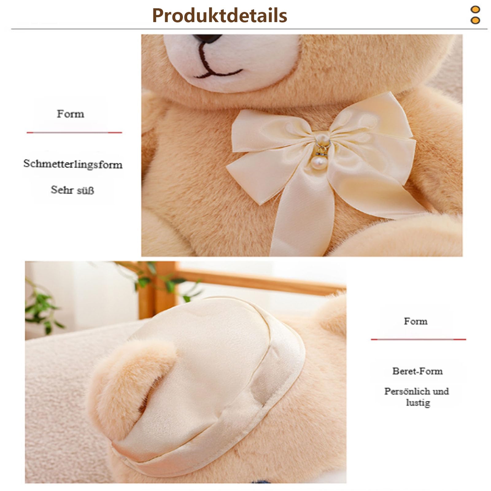 Teddybär Plüsch, Riesen Teddybär XXL mit Schleife und Baskenmütze, Weiches Nette Bär Puppe Tier Kuscheltier, Süße Stofftier Spielzeug, Geschenk für Kinder Jungen Mädchen Geburtstag (60cm,Champagner)