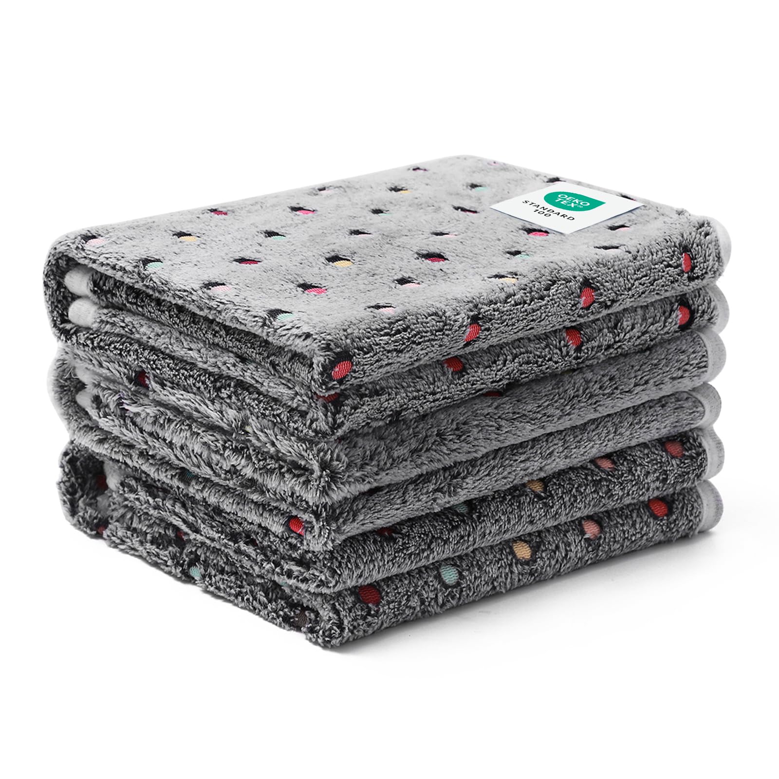 Luciphia 1 Pack 3 Blankets Super Soft Cute Dot Pattern Pet Blanket Flannel Throw for Dog Puppy Cat Small(23x16), Grey