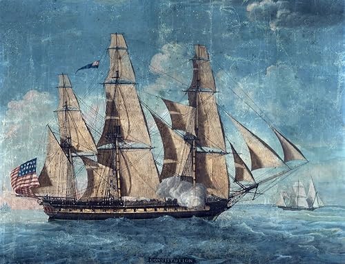 Acuarela y pintura gouache de la fragata Constitución atribuida a Michele Felice Corne alrededor de 1803 - pintura más antigua conocida del USS