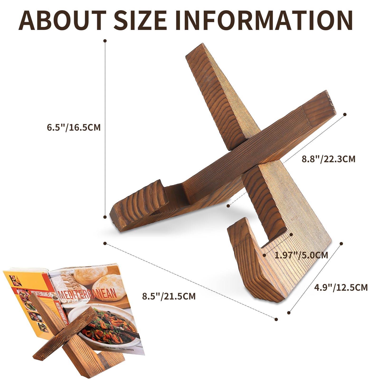 Supporto Regolabile Per Libri Di Cucina E Tablet - Legno E Alluminio, 12 Angolazioni, Clip Scorrevoli, Portaricette Da Cucina, Misura L (41x28 Cm) - 3