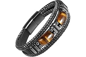 Tiger Eye Black Leather Bracelet: Spiritual Courage and Protection