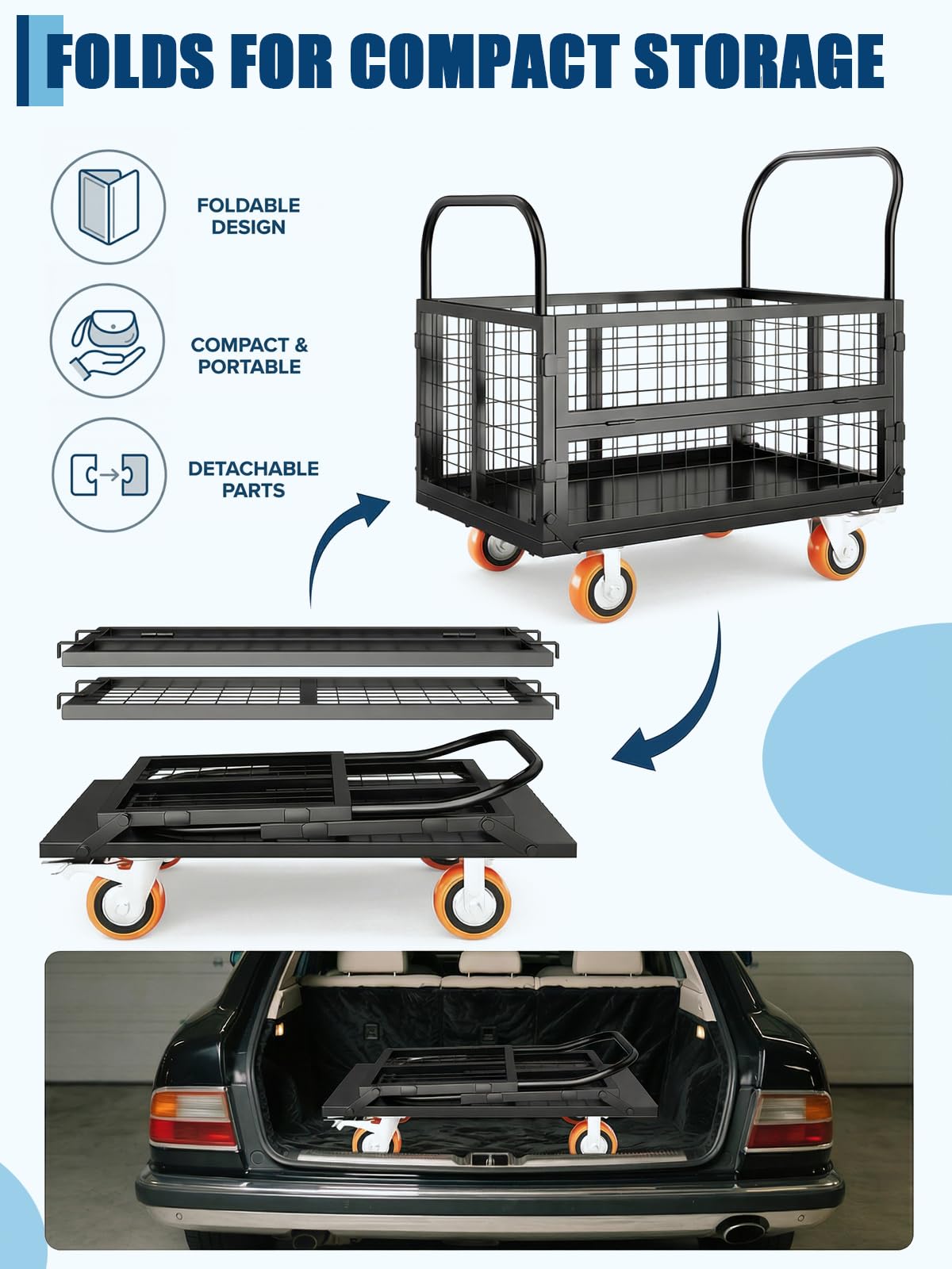 GarveeTech Platform Truck - 6-in-1 Multi-Purpose Cart -4