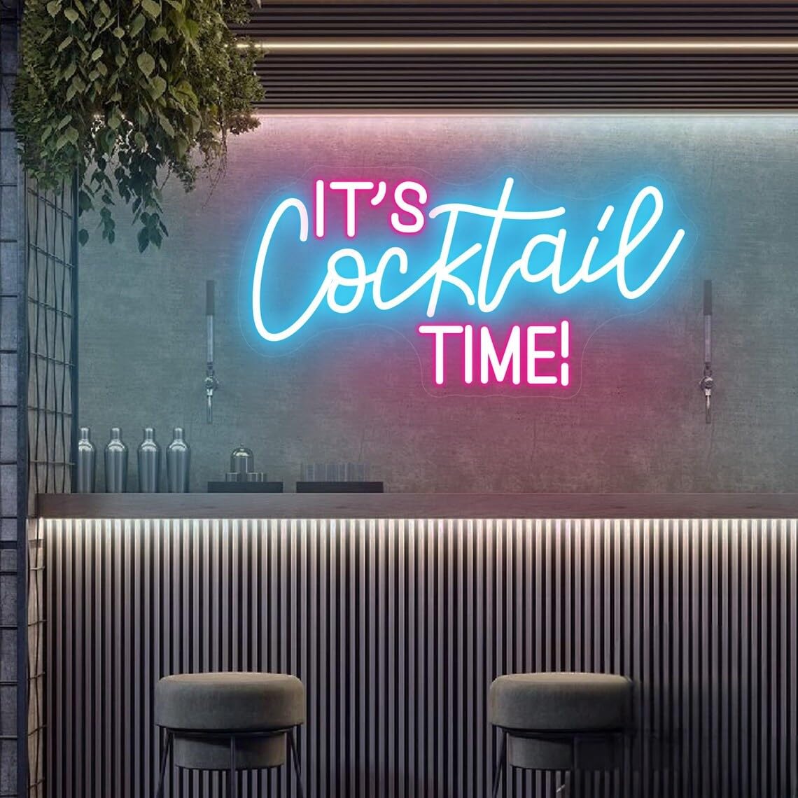It's Cocktail Time! Neon Sign, Custom Bar LED Neon Light Home Wall Decor Wine Tiki Bar Man Cave Club Pub Beer Decoration Personalized Gift