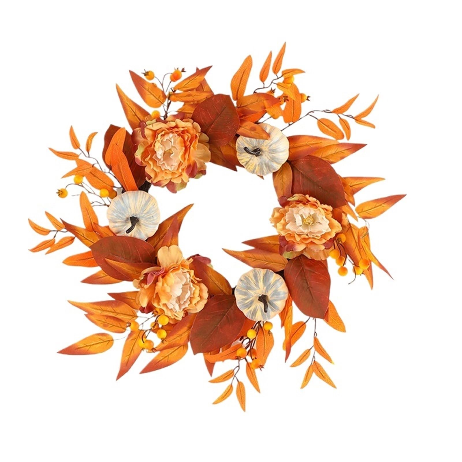 Wreaths Door Wreath Pumpkin Berry Maple Leaf Harvest Autumn Color Halloween Decor(Color 1)