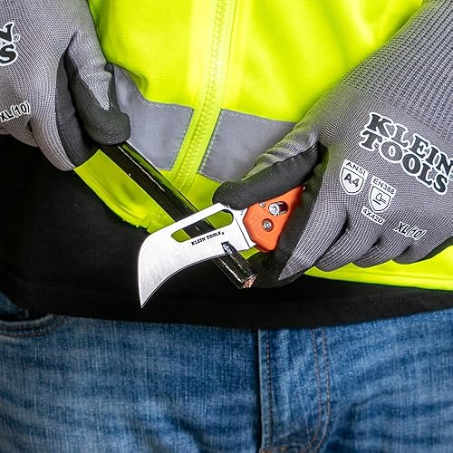 Miniatura 2 de Klein Tools 44056 Cuchillo de bolsillo, hoja de pico de halcón de acero inoxidable para desollar cables y trabajo en línea, cerradura de barra,
