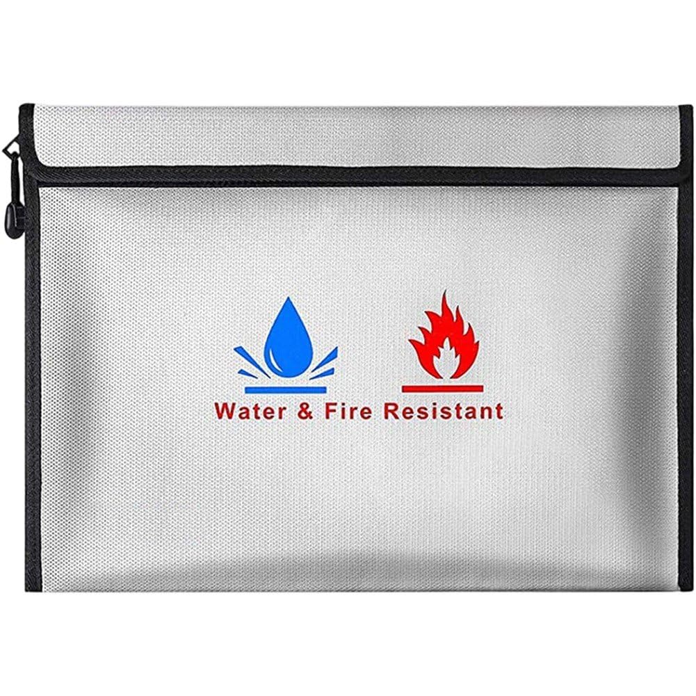 Fituenly Fireproof Document Bag, Waterproof and Fire-resistant Storage Bag, 38 X 28 Cm, Suitable for A4 Documents, Bank Files, Money, and Valuables