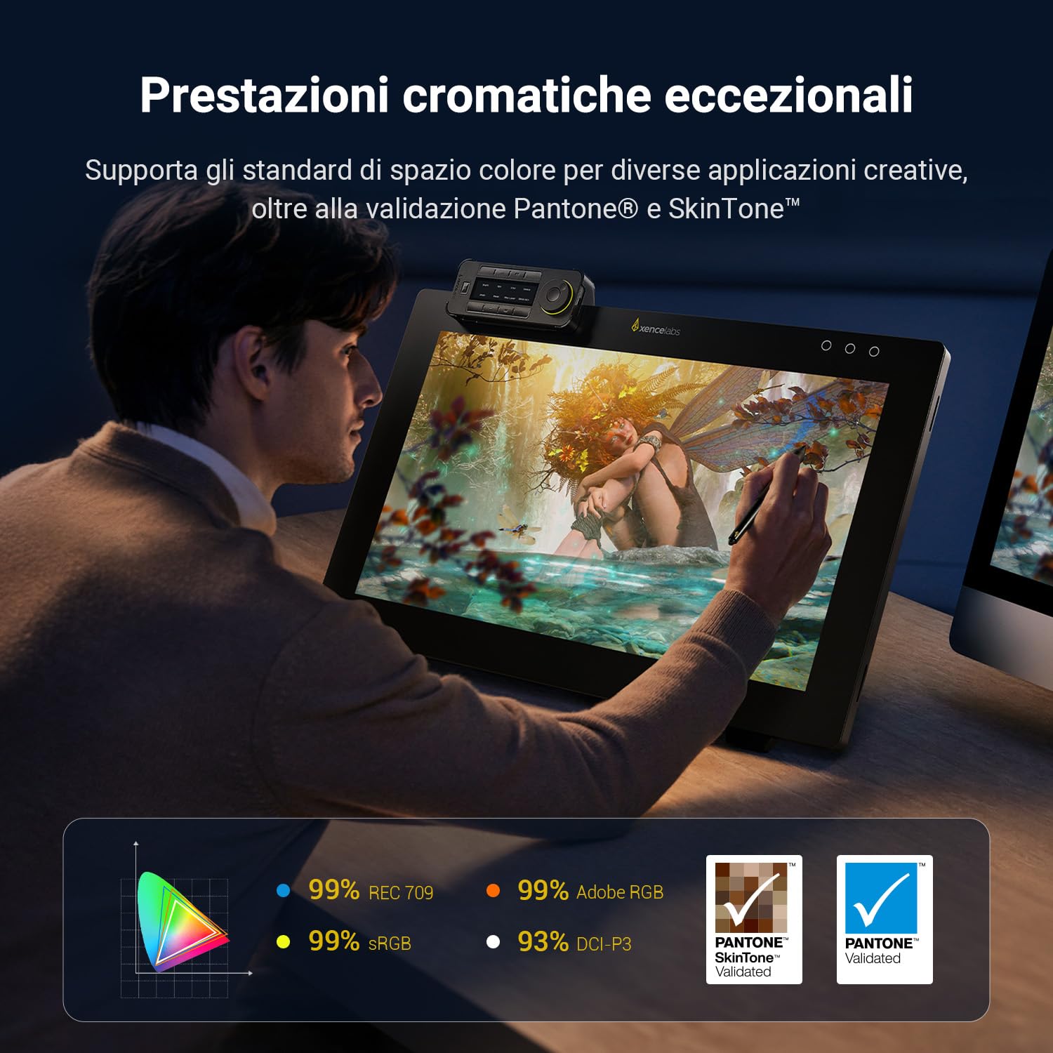 Xencelabs Pen Display 24 Tavoletta Grafica con Schermo 4K Monitor di Disegno Adobe RGB al 99% Tavoletta con Quick Keys 2 Penne senza Batteria Compatibile con Windows-ARM/Windows/Mac/Linux