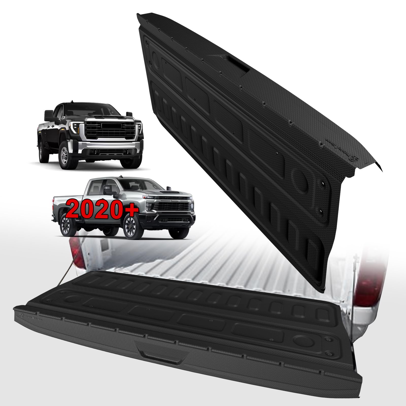 TripleAliners Truck Mat Compatible with 2020-2026 Chevy Silverado &amp; GMC Sierra 2500/3500HD Multi-pro Accessories, Tailgate Mat Custom Fit All Weather Protection Pickup Liner, w/Tailgate Cap Protector