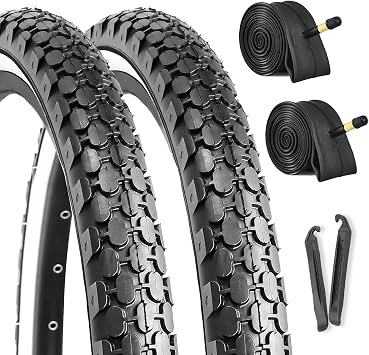Hycline 2-Pack Cruiser Bike Tires Set 24/26x2.125 inch Folding Replacement High-Performance Wear-Resistant Tires with Inner Tubes & Tire Levers for Beach & Urban Commuter Bikes