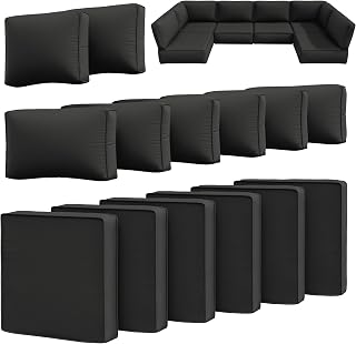 14 Pcs Outdoor Cushion Slipcovers Outdoor Patio Cushion Covers Replacement Waterproof with Zipper for Outdoor Furniture, Patio Sofa Couch 3 Sizes, Covers Only