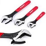 Navegando Adjustable Wrench Set, 3-Piece Adjustable Wrenches 6-inch, 8-inch, 10-inch, Extra-Wide Jaw and Soft Grip Wrench Set, for Automotive, Plumbing, Household Repairs