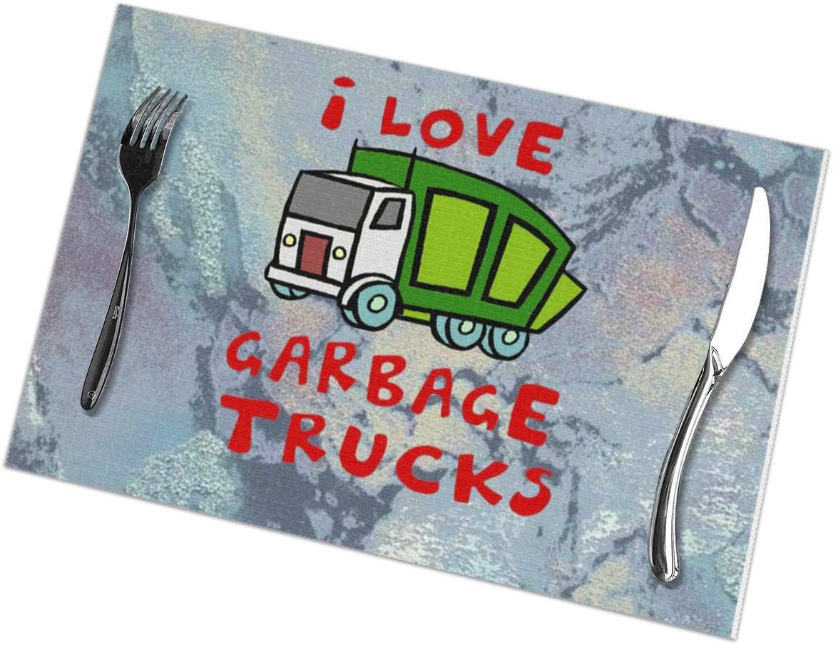 NIU5A5A6 Love Garbage Trucks Placemats for Dining Table Set