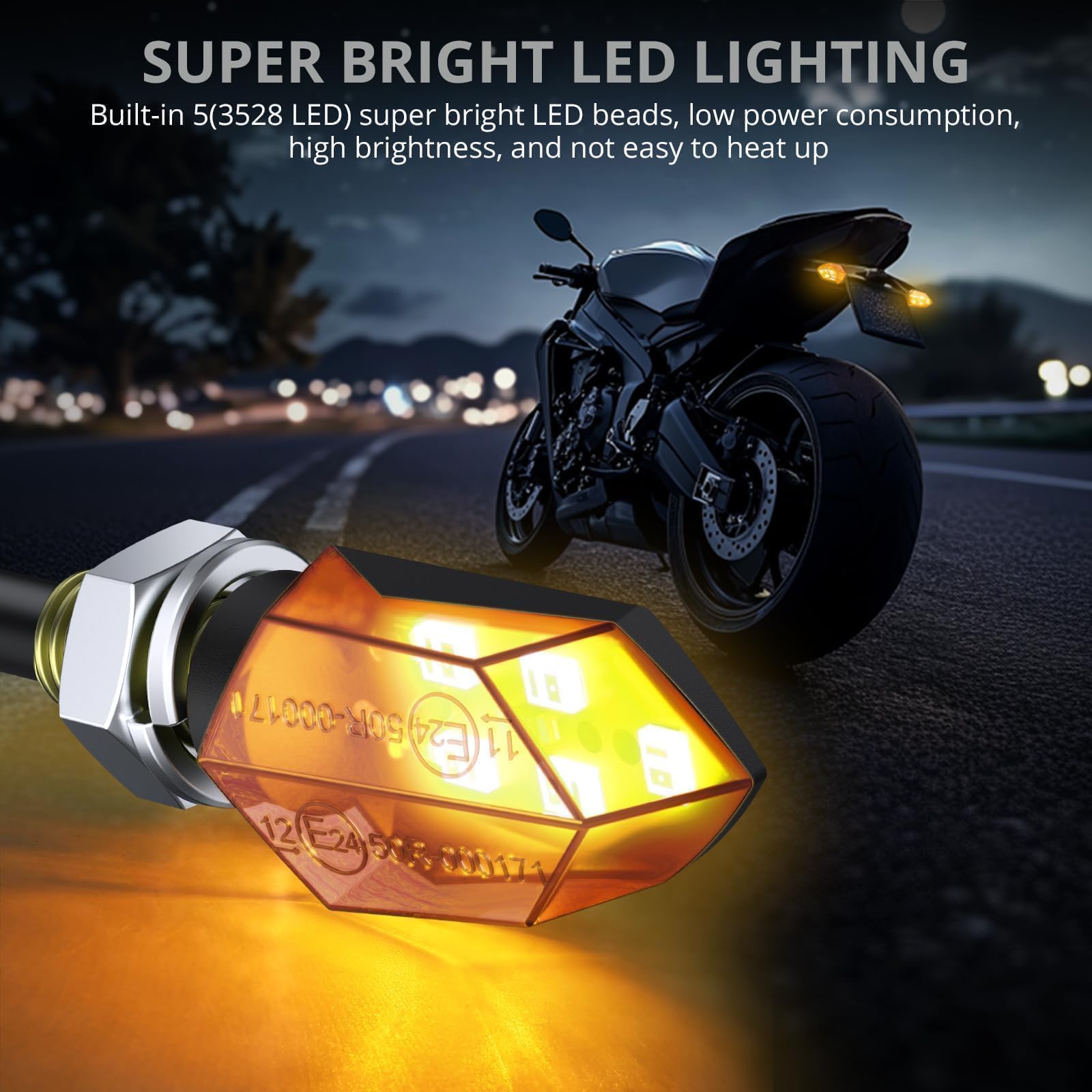 Clignotants Moto LED Ambre - Lot De 4 Pour Harley, Honda, BMW... - Plastique ABS étanche IP65 - 12V