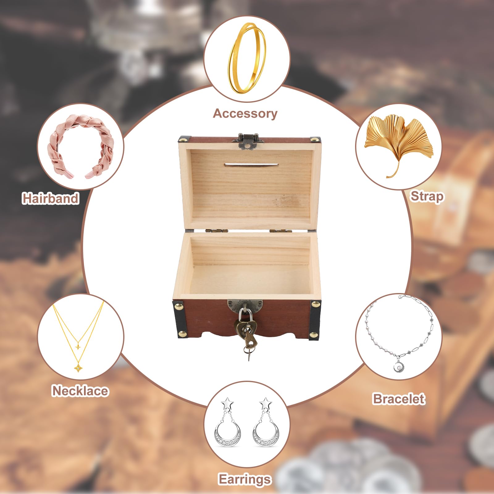 Coffre au trésor en bois vintage - Petit coffre au trésor en bois Coffre au trésor en bois vintage - Petit coffre au trésor en bois