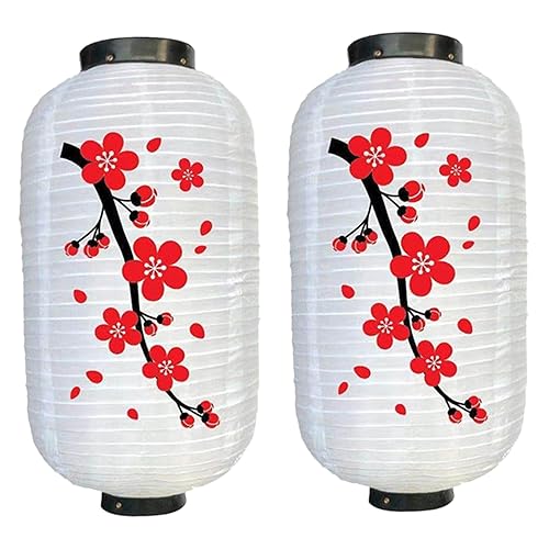 Japanese Lantern, 2pcs 45x35cm Waterproof Silk Cloth Plum Blossom Lanterns,