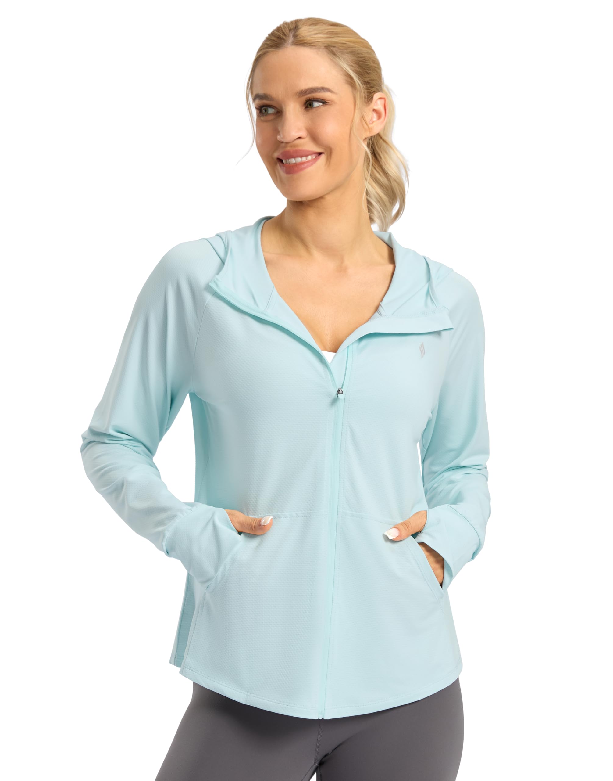 SANTINY Women's UPF 50+ UV Jacket Sun Protection Zip up Hoodie Lightweight Summer SPF Long Sleeve Shirts for Hiking Running