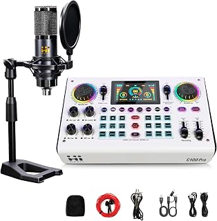 HICALL C100 PRO - P15 Mixing Console Professional Live Streaming - Dual DSP Noise Cancellation, Voice Effects, Long Battery, Cross-Platform