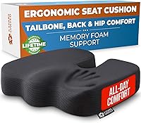 5 Stars United U-Shaped Memory Foam Seat Cushion - Tailbone Coccyx Sciatica Pain Relief for Office Chair, Car, Gaming, Wheelchair - Black