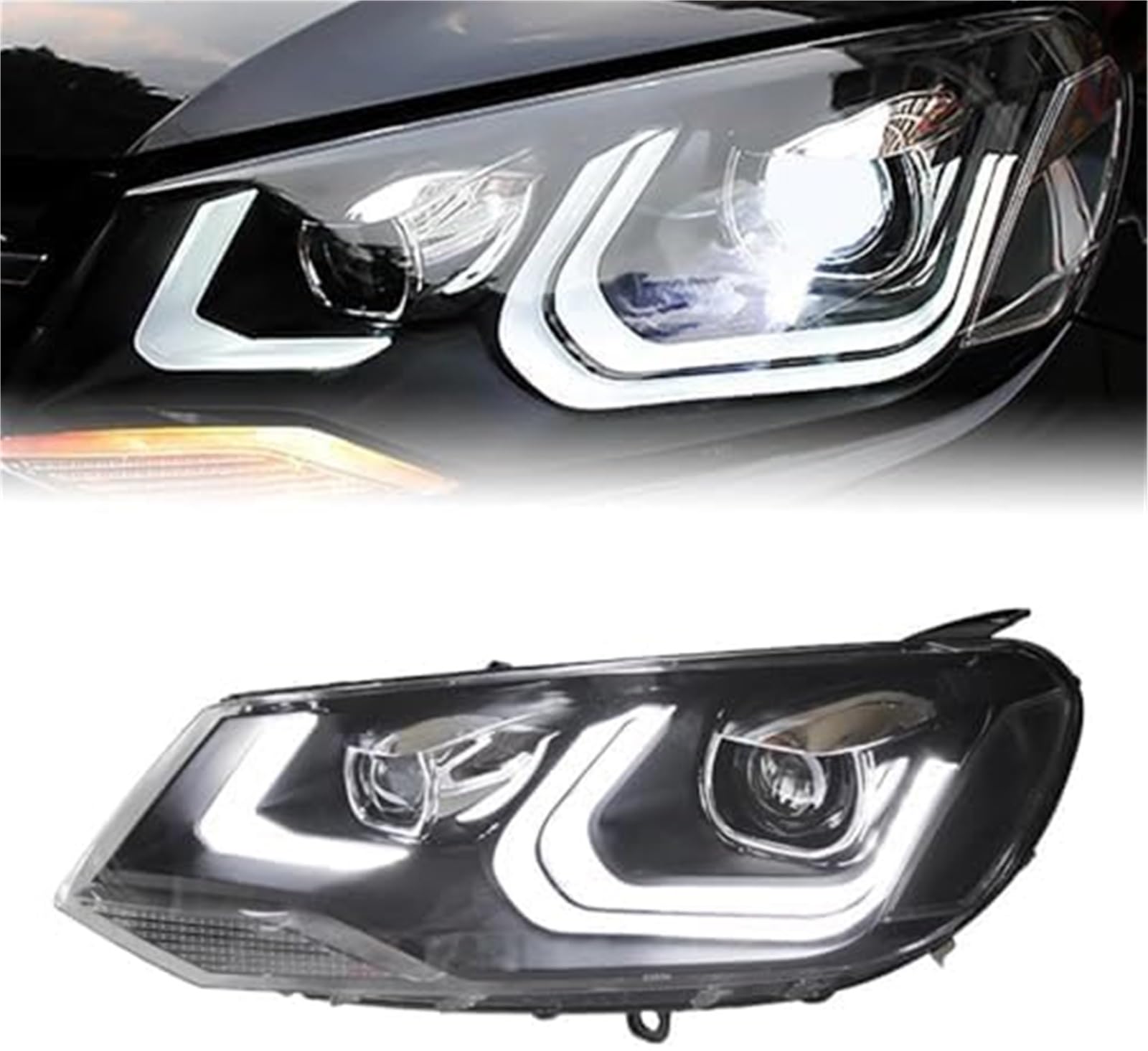 Wivplex Przednie światło przeciwmgielne samochodu Obudowa reflektora samochodowego, dla Vw, Touareg 2010-2014 2015 2016 reflektory Drl żarówka biksenonowa światła
