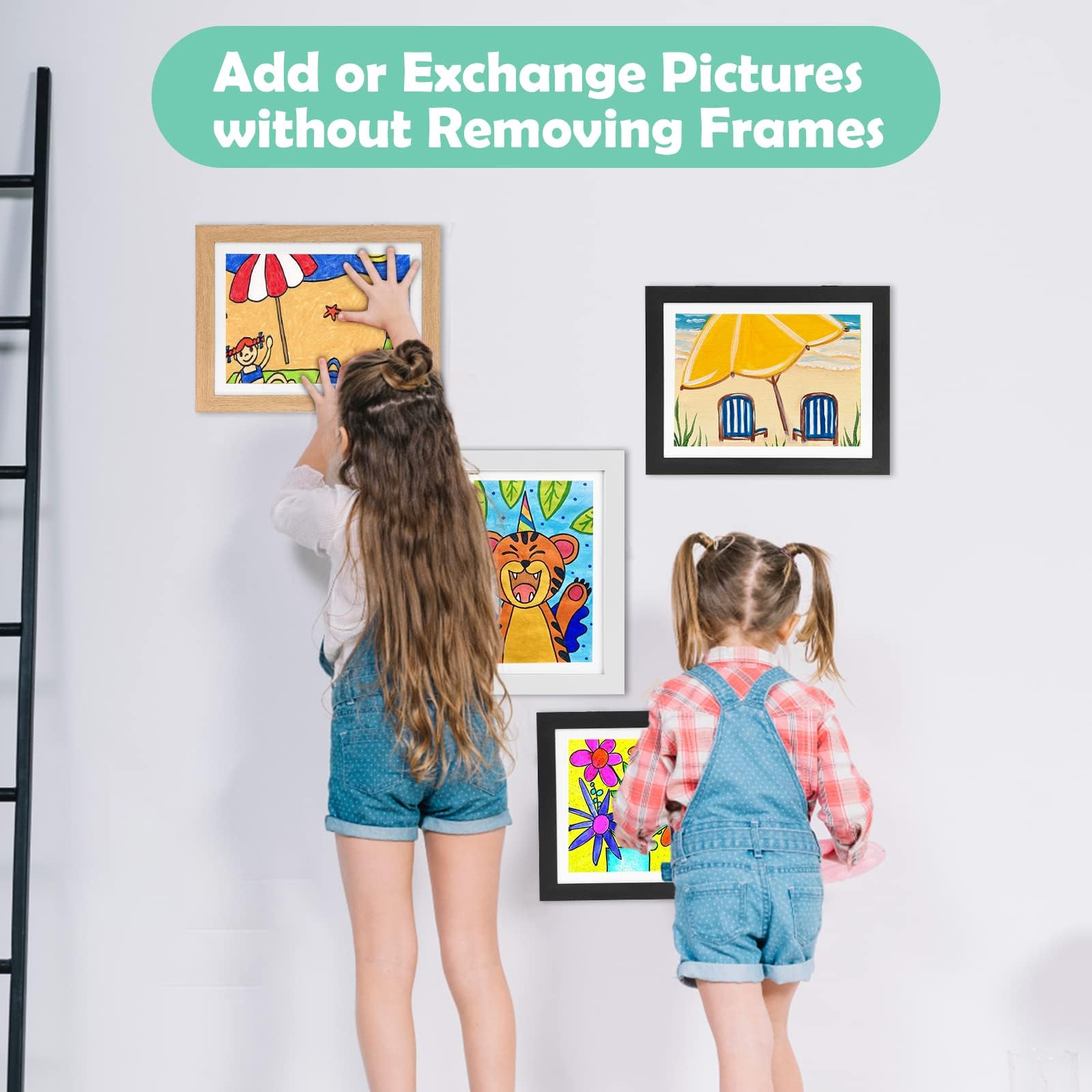 2pcs Marco dibujos Infantiles con A4 20 Dibujos Apertura Frontal Cuadro Guardar Dibujos Cambiar Almacenamiento Obras de Arte Capacidad 100
