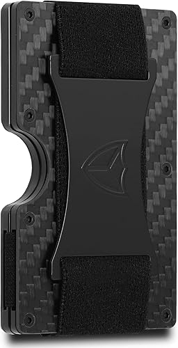 DONWORD Cartera minimalista para hombre, bloqueo RFID, cartera de aluminio de fibra de carbono, cartera de metal minimalista bolsillo frontal