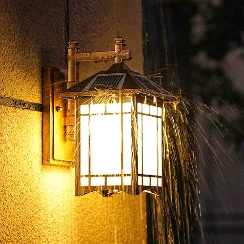 Miniatura 3 de Lámpara moderna de montaje en pared, énfasis retro en farol de pared cuadrado para exteriores, impermeable y a prueba de humedad, control de luz,