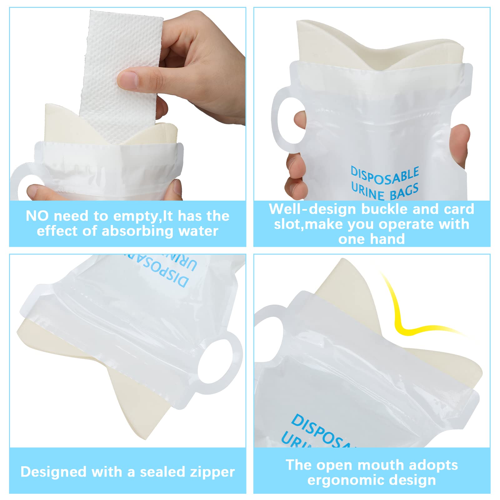Lot de 48 urinoirs jetables de 700 ml, sac urinoir d'urgence, sac urinoir unisexe, sac urinoir portable, sac urinaire de voyage, sac pour les