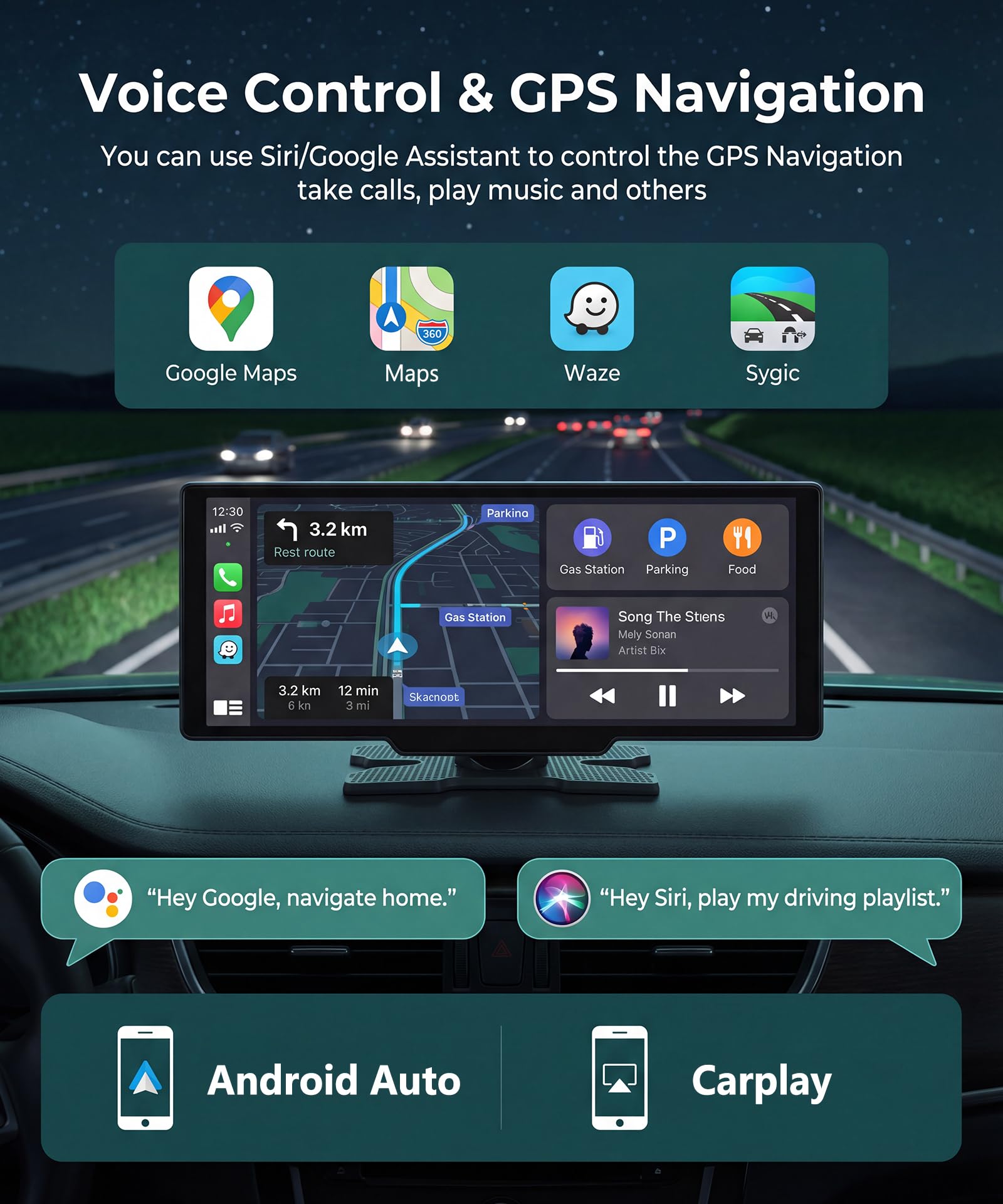 Rettangolare Display Auto RIMOODY 10.3 Pollici Bluetooth Siri - Dettaglio