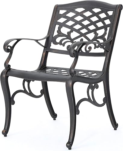 Miniatura 5 de Christopher Knight Home Myrtle Beach - Sillas de comedor de aluminio para exteriores, juego de 2 piezas, cobre brillante