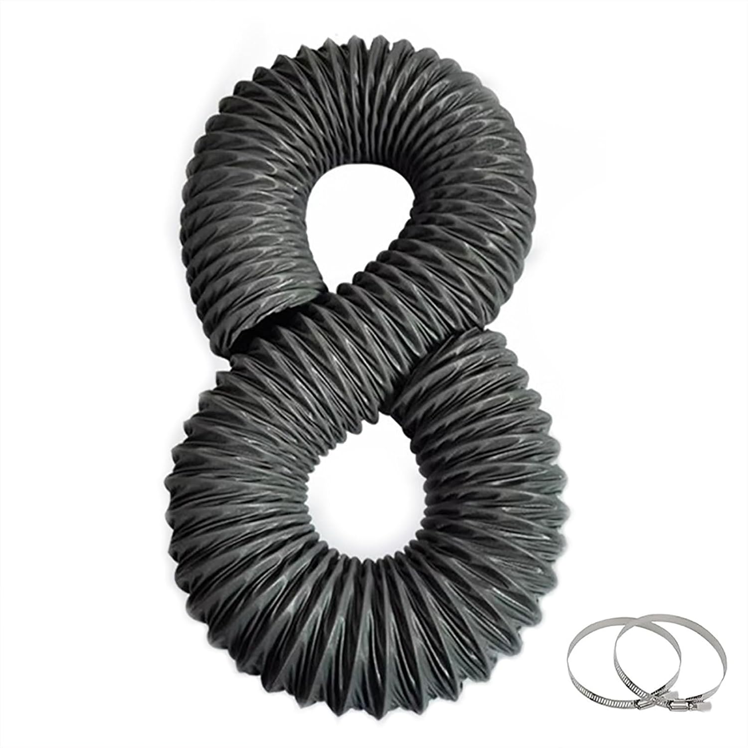 Dryer Vent Hose Gray Ducting Hose with Clamps, Heavy-Duty HVAC Ventilation Vents 3 4 5 6 8 Inch, Extra Long Exhaust Vent for Dryer Extension, for Grow Tents(5m(16.4ft),Dia- 115mm(4.5in))