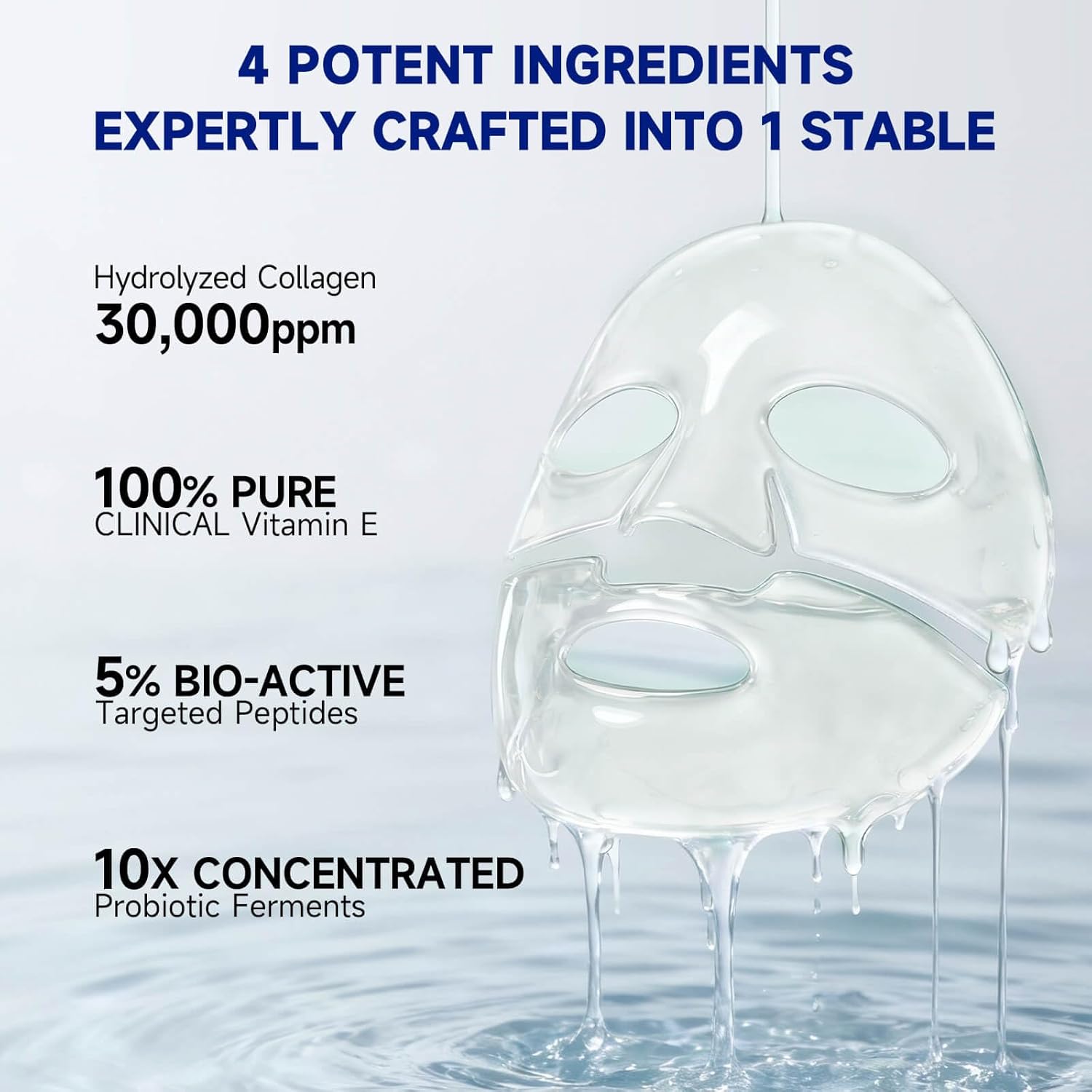 Deep Hydrating Overnight Collagen Hydrogel Mask, Bio-Collagen Facial Mask for Pore-Refining Appearance & Skin Suppleness, Face Sheet Mask with Ferment Extract, Vitamin E & Peptides, 37gx5ea - Image 3