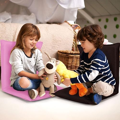 Miniatura 6 de Giantex Sofá de malla ajustable, silla de piso acolchada multiángulo de 6 posiciones, soporte de respaldo acolchado versátil, sillas de videojuegos