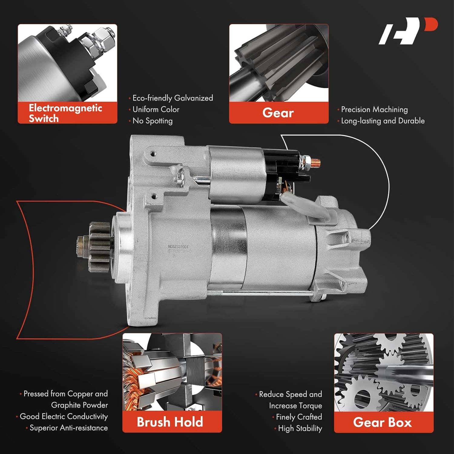 A-Premium Starter Motor Compatible with Land Rover Range Rover 2015-2022, Range Rover Sport 2016-2022, Discovery 2017-2020, Defender 90 Defender 110 2022-2023, 3.0L 5.0L, 12V 1.9KW 12-Teeth CW