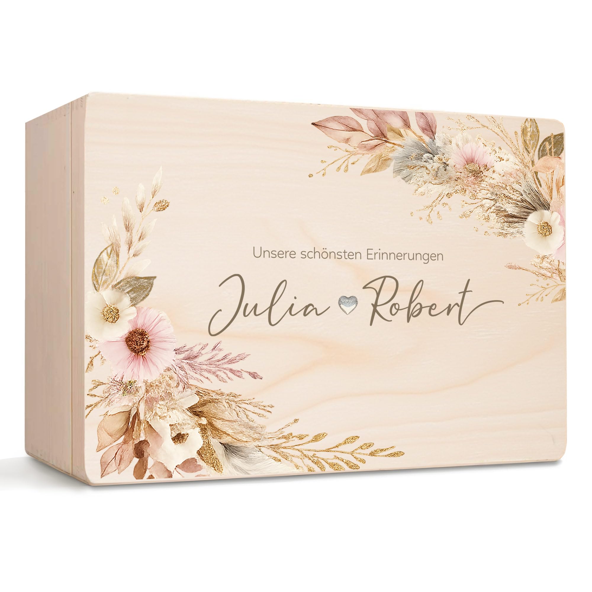 Little Deco Erinnerungskiste mit Namen, Erinnerungsbox Hochzeit, Schatzkiste, Geschenkbox, Jahrestag Geschenk, Hochzeitstag, Liebesgeschenke, Geschenk zum Valentinstag XHL1193-04