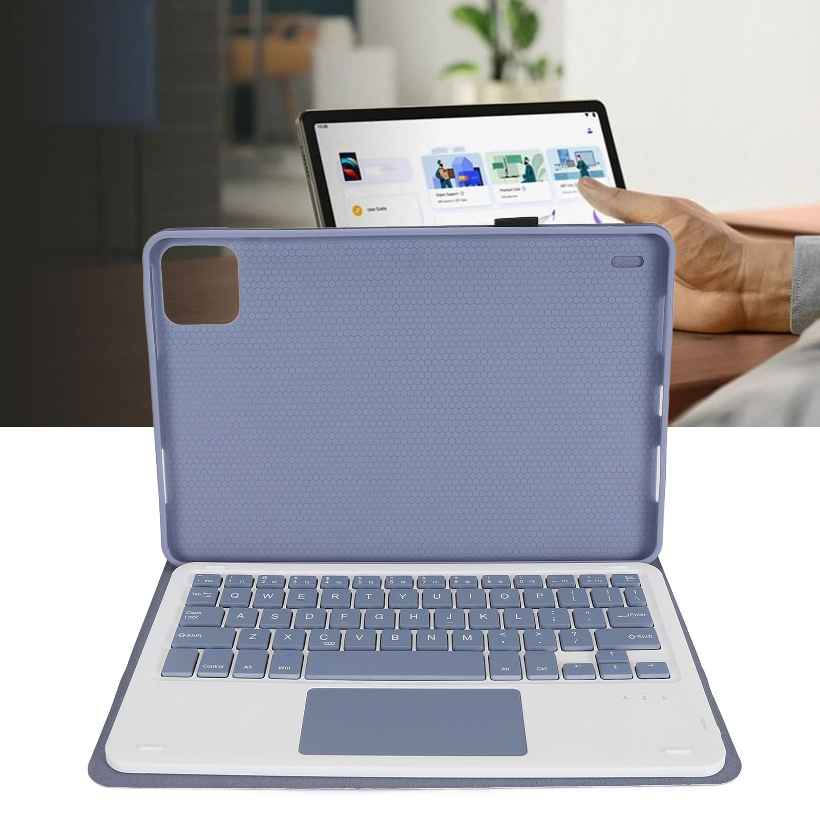 Custodia per Tablet con Tastiera 11 Pollici, Copertura Bluetooth Staccabile con Trackpad Magnetico, Ricarica Automatica e Risveglio per Viaggi e Lavoro, Pelle PU Viola, 1 Pezzo