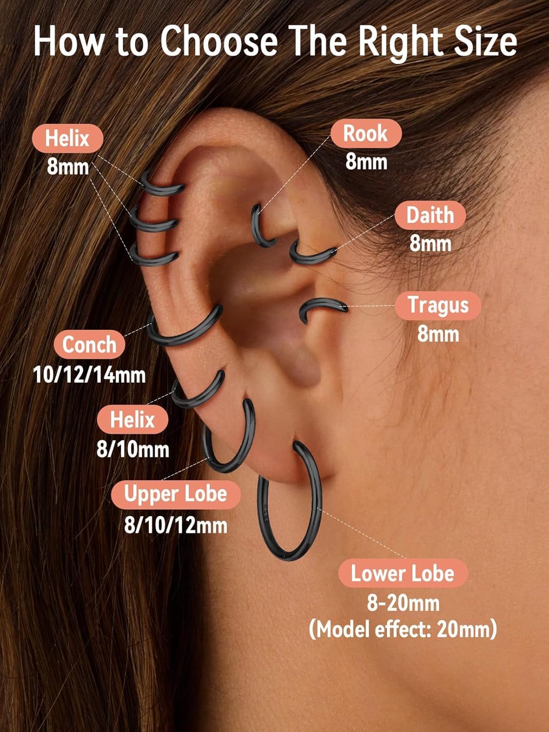 FaithHeart Sterling Silver Huggie Hoop Earrings for Women, Real S925 Hypoallergenic Lightweight Silver/Black/Gold/Rose Gold Huggie Hoops Everyday Sleeper Earring 8/10/12/14/16/18/20mm - Image 2