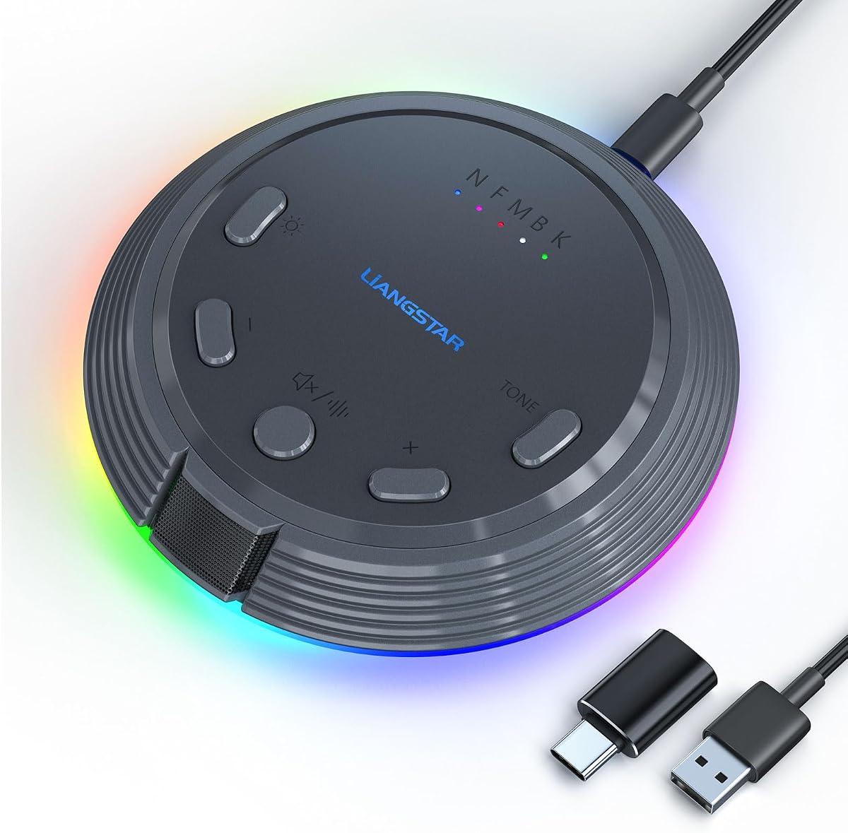Micrófono USB para juegos para PC con cancelación de ruido AI, 5 cambios de voz, silencio, control de volumen, micrófono de computadora de condensador de luz RGB para jugadores, YouTube, streaming, conferencias