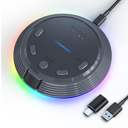 LIANGSTAR Gaming USB Microphone for PC with AI Noise Cancellation, 5 Voice Changes, Mute, Volume Control, RGB Light Condenser Computer Mic for Gamer, YouTube, Streaming, Conference