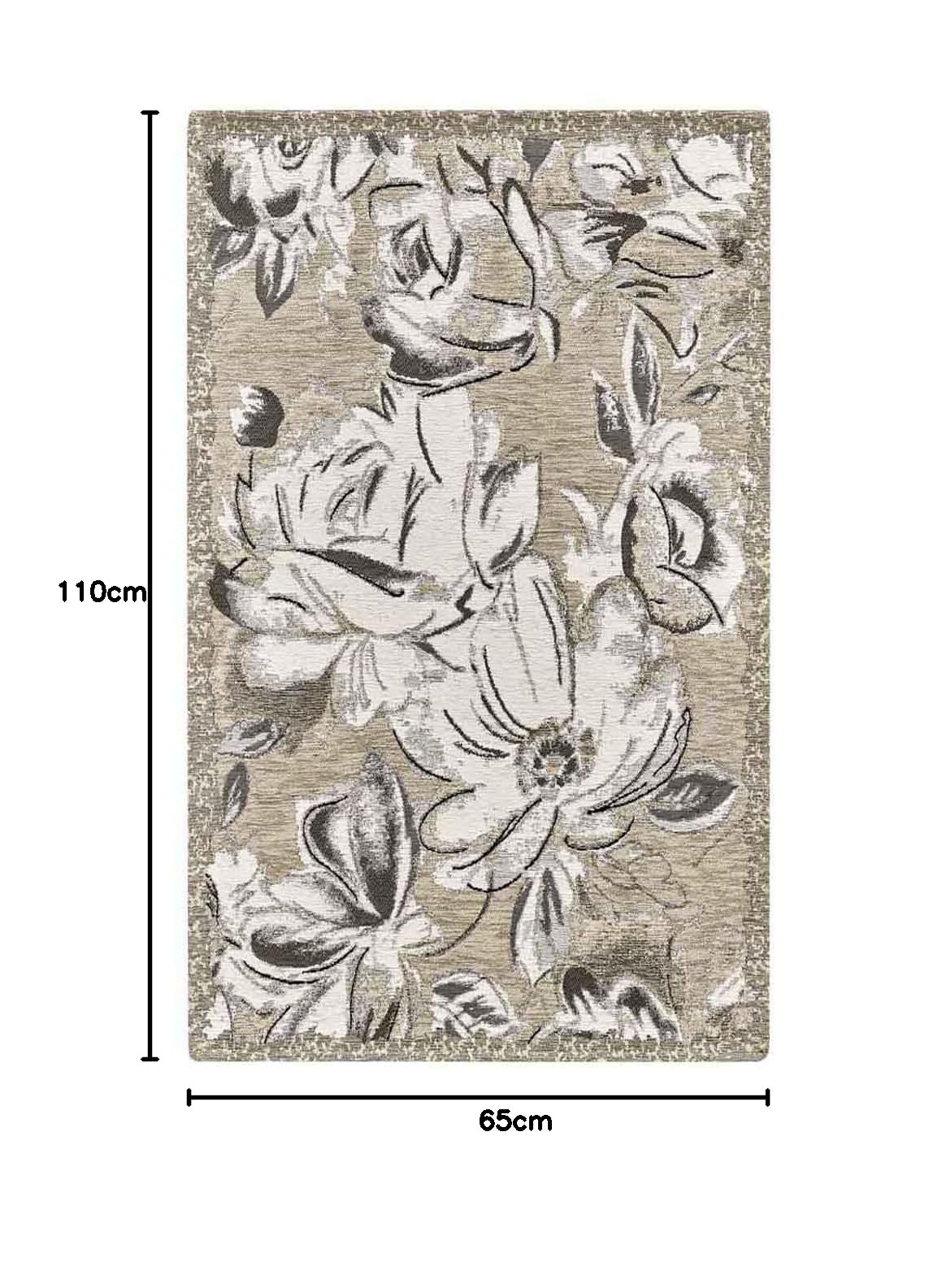 Pierre Tappeti Tappeto moderno floreale ASTER TORTORA in ciniglia multiuso lavabile antiscivolo cm.65x110 (Coppia)