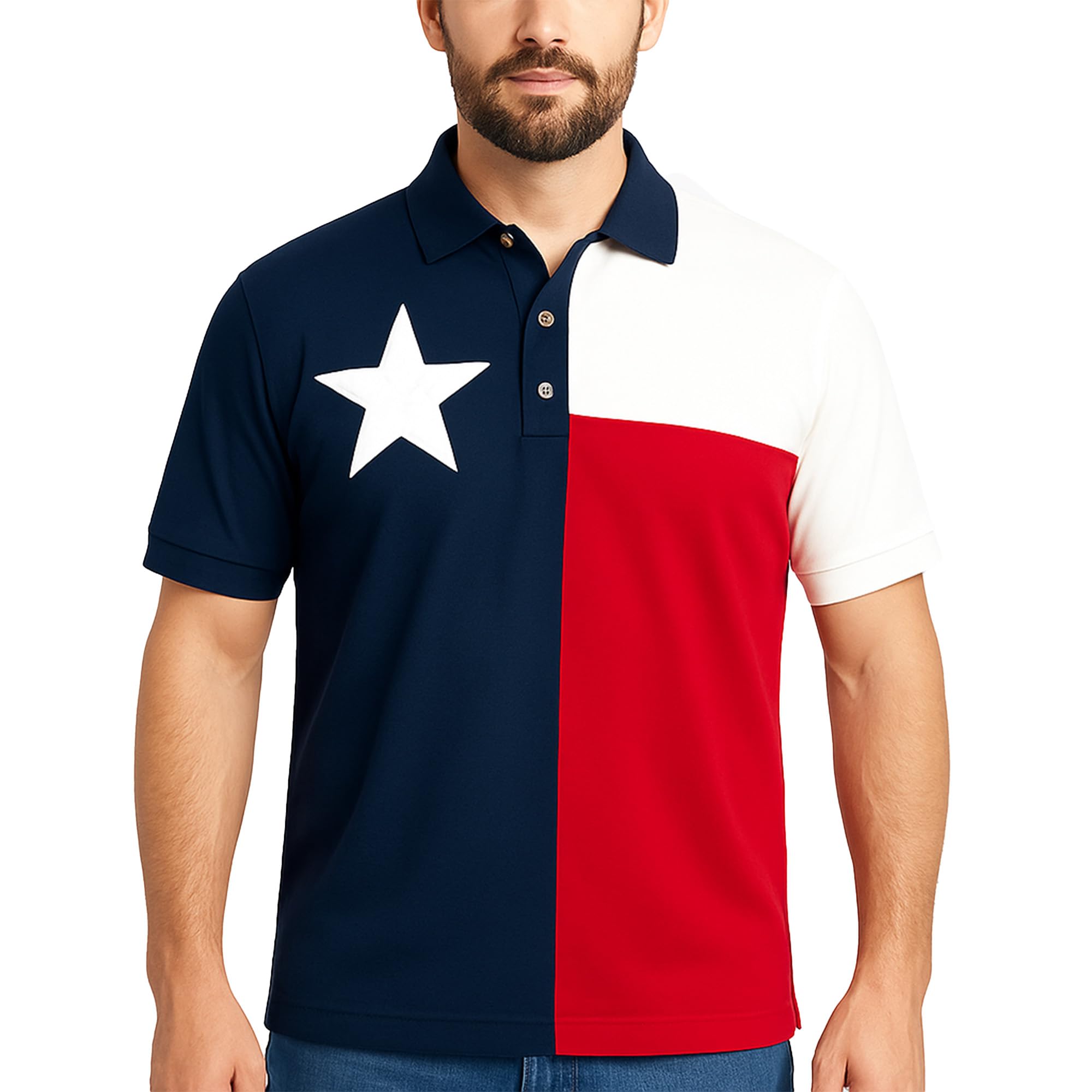 Men's Texas Flag Polo Shirt (5XL)